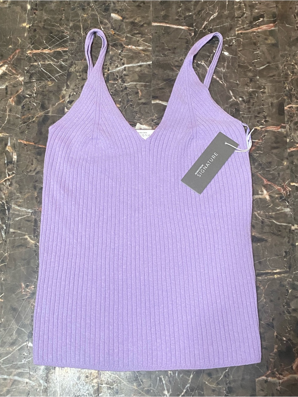 Signature Lavender Ribbed V-Neck Camisole Sweater